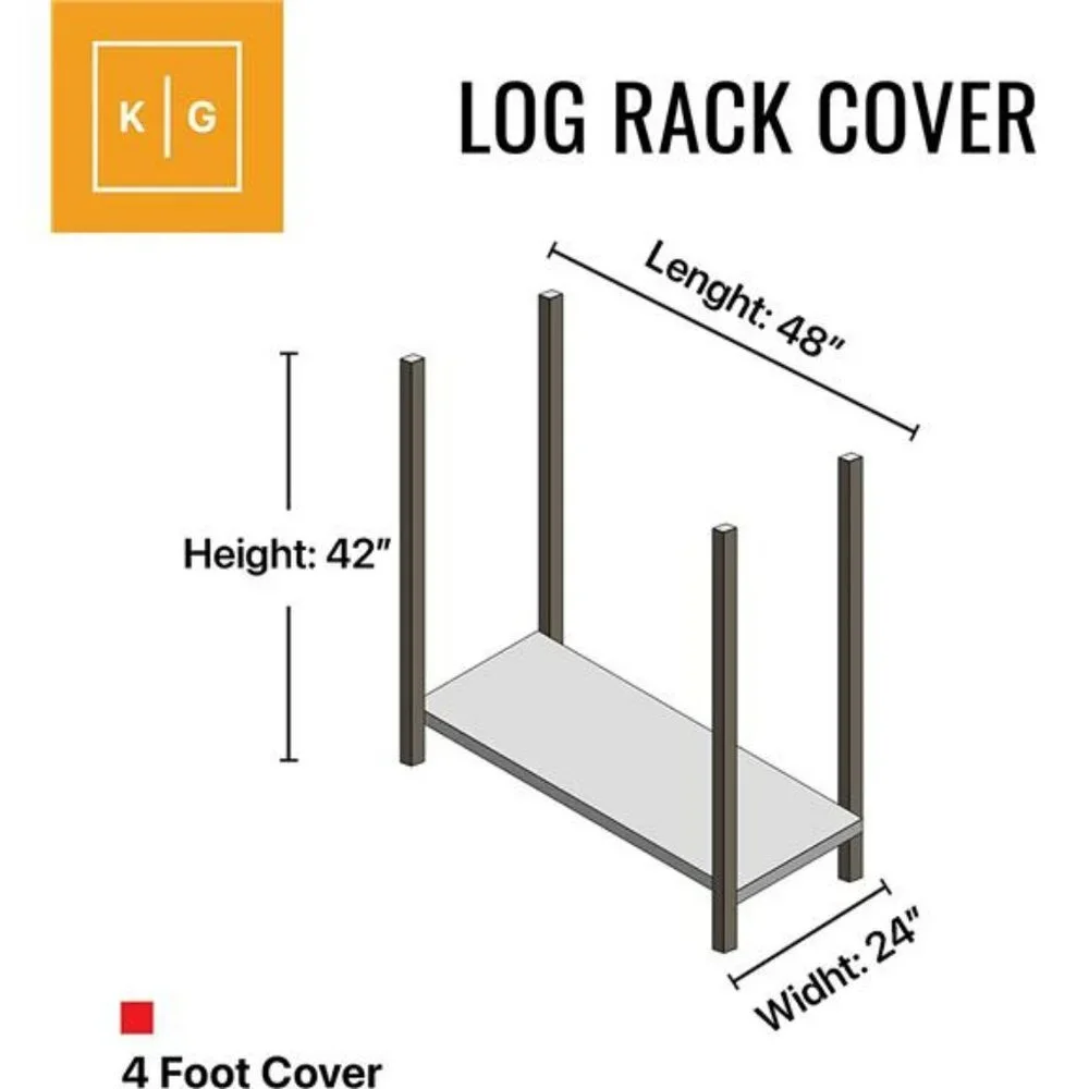 Heavy Duty Log Rack Cover - 4 Feet - Panther Series - Black